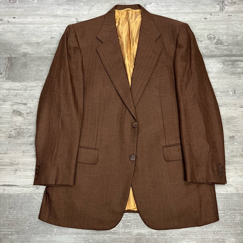 Stefano Ricci Copper Brown Herringbone Cashmere Sport Coat 44R